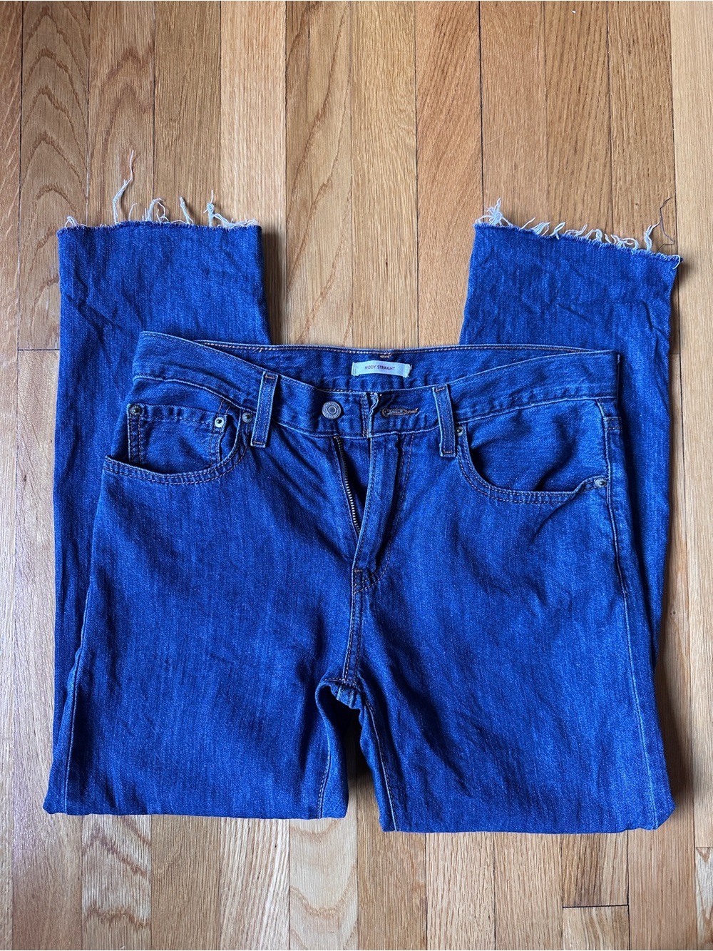Levi’s Women’s Blue Raw Hem Straight Jeans